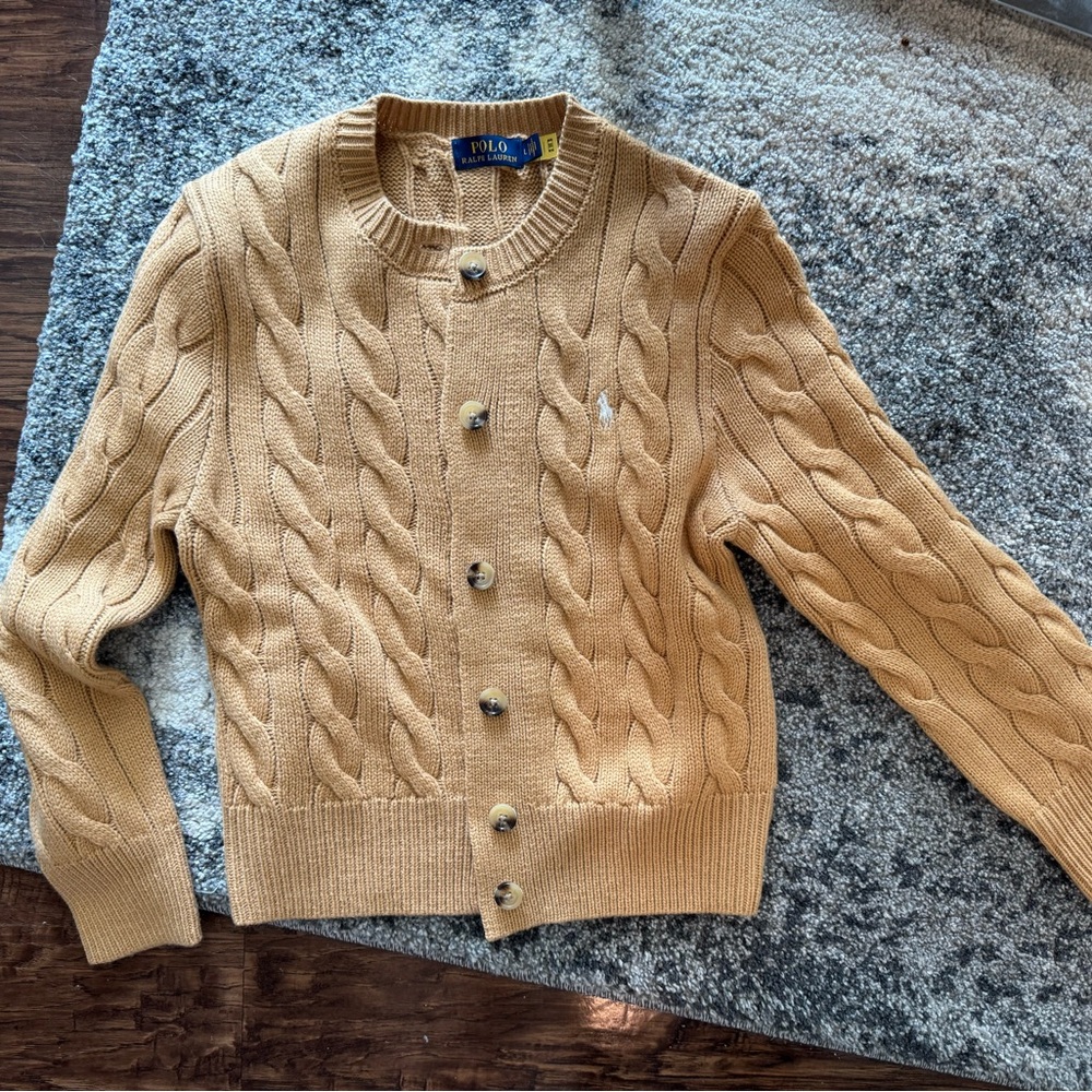 Polo Ralph Lauren Tan Cable Knit Cardigan